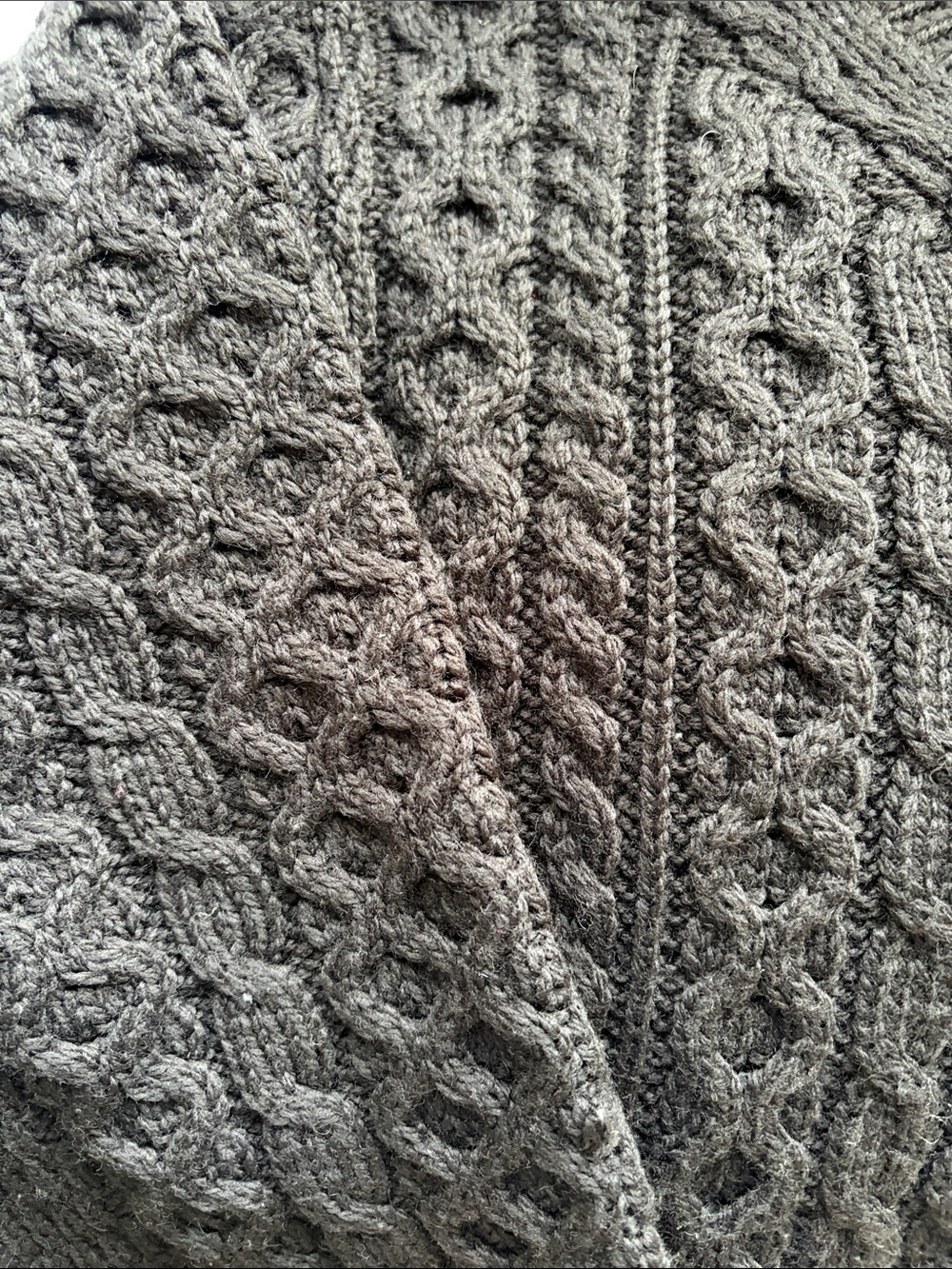 Irish Wool Cable Knit Black Cardigan Sweater - Picture 5 of 8